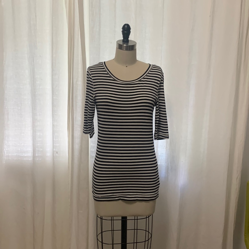 Free People black and white striped rayon and spandex scoop neck